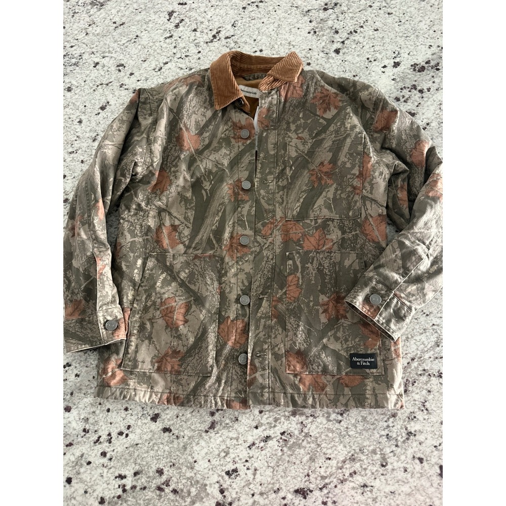NWT Abercrombie Kids Camo Leaf Print Workwear Barn Jacket Size 11/12